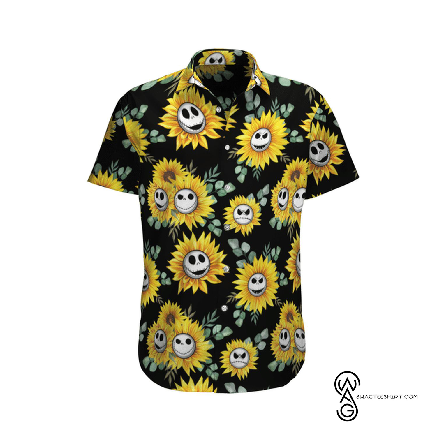 [Top Trending] Sunflower Jack Skellington Halloween Casual Beach Full Printing Hawaiian Shirt